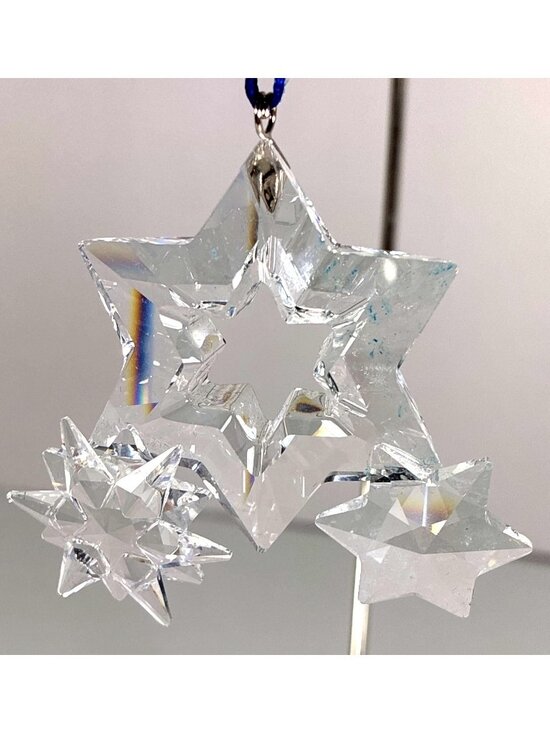 Swarovski Other - Retired Swarovski Crystal Star Christmas Ornament Blue Ribbon with Original Box